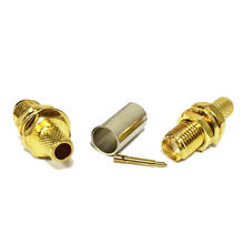 1pc novo reverso rp sma jack anteparo coaxial conector crimp para lmr195 rg58 cabo goldplated atacado fio terminal 2024 - compre barato