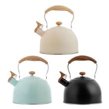 2.5L Stainless Steel Whistling Tea Kettle Wooden Handle Whistle Tea Pot Classic Water Boiler For All Stovetops Mint Green Beige 2024 - buy cheap