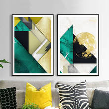 Modern Abstract Green Golden stock marble Painting Geometry Mountain Canvas Poster Art Wall Picture for Living Room Unframed 2024 - buy cheap