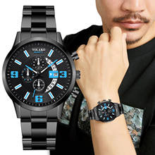 Quartz Watch Men Luxury Black Mens Casual Fashion Quartz Stainless Steel Strap Watch Analog Watch Часы Муржские Наручные 2021 Ho 2024 - buy cheap