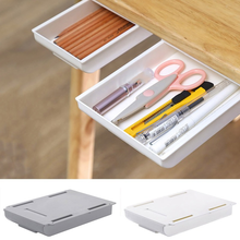 Self Stick Pencil Tray Desk Table Storage Drawer Organizer Box Under Desk Stand Self-adhesive under-drawer storage  MJ 2024 - buy cheap