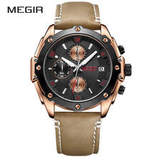 MEGIR новые мужские кварцевые часы брендовые роскошные кожаные модные часы мужские деловые спортивные мужские часы Montre Homme Zegarek Meski 2020 2024 - купить недорого