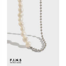 F.I.N.S-collar de plata esterlina S925 coreana, cadena de cuentas de costura de perlas de agua dulce barrocas, collar femenino, cadena de clavícula 2024 - compra barato