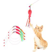 Кошка игрушка для домашних животных кошка Рыбалка Интерактивная палочка Стальная проволока котенок Удочка игрушка Дразнилка для котенка игрушки для кошек случайный цвет 2024 - купить недорого