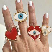 Женское Открытое кольцо в вечерние сердца, с позолотой 2024 - купить недорого