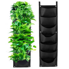 Saco para cultivo de plantas, 7 bolsos, preto, verde, feltro, vaso de plantas, para pendurar na parede, jardim, vertical, plantador de batatas, pe 2024 - compre barato