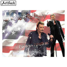 Pintura de diamante 5d completa cuadrada y redonda, retrato de JOHNNY HALLYDAY, mosaico de diamantes 3d diy, pegatina de cantante francés 50x65cm 2024 - compra barato