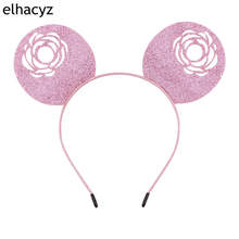 1PC 2021 NEW Chic Valentine's Day Glitter Hollow Rose Mouse Ears Hairband Dating Headband Cute Women Headwear Hair Accessories 2024 - buy cheap