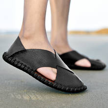Comfortable Handmade Men Sandals Genuine Leather Soft Summer Men's Shoes Retro Casual Beach Sandals Big Size 45 46 2024 - buy cheap