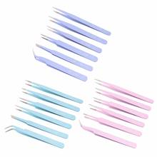 6Pcs Anti-Static Stainless Steel Straight Curved Tip Tweezers Nippers Kit for Electronics Silicone Resin Jewelry Making Tool 2024 - buy cheap