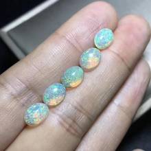 Gema de ópalo natural genuina, Gema desnuda, coloridos fuegos artificiales, apta para tu propia joyería, adorno, regalo DIY, 7x9mm, tamaño, buena gema redonda 2024 - compra barato