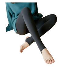 Новый дизайн размера плюс плотные однотонные леггинсы безупречные ноги поддельные полупрозрачные теплые флисовые ворсинки утолщенные Леггинсы 2024 - купить недорого
