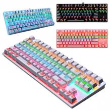 K550 teclado mecânico com fio usb, 87 teclas com retroiluminação rgb azul para jogos e teclado gamer com 30% de desconto 2024 - compre barato