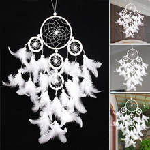 Big Dreamcatcher Wind Chime White Feather Dream Catcher Car Hanging Decoration 5 Circular Home Decor Gift S55 2024 - buy cheap