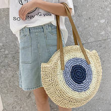 Vintage Straw Bag Round Rattan Bags Handmade Summer Bags Woven Beach Ladies Circle Shoulder Bag Bohemia Girls Travel Handbags 2024 - buy cheap