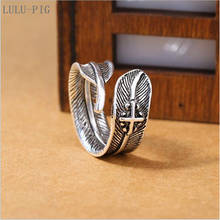 LULU-PIG   New 925 Silver Ring Features A Vintage Feathered Ring For Both Men And Women   KJZ-0042 2024 - buy cheap