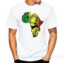 Camiseta reggae, camiseta clássica estilo jamaicano etíope, king e juah, moda selassie rastafcarros 2024 - compre barato