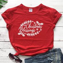 Camiseta de algodão com bens do natal, presente de feriado, camiseta feminina divertida casual religiosa cristã, estilo rua jovem, camisetas 2024 - compre barato