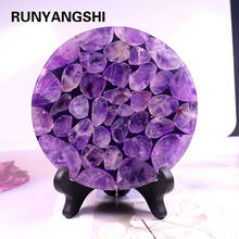 1PC 100% Natural Amethyst Crystal stone circle disk round plate Purple gemstone fengshui mirror for home office decor 2024 - buy cheap