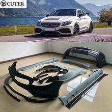 W205 C63 PD style Wide Car body kit Carbon fiber PP front bumper rear bumper fender side skirts for Benz W205 C63 AMG 14-18 2024 - buy cheap