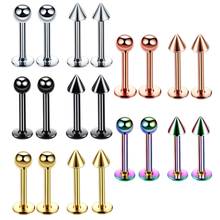 New Labret Bar Lip Piercing Stud Monroe Tragus Helix Cheek Stainless Steel Ball Cone 2024 - buy cheap