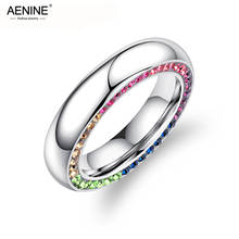 AENINE Sparkling Cubic Zirconia Wedding Rings For Women Colorful Rhinestone Statement Bands Female Engagement Ring AR19173 2024 - buy cheap