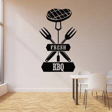 Fresh BBQ Wall Decal Meat Beef Forks Grill Menu Steakhouse Interior Decor Vinyl Window Stickers Creative Mural Lettering M237 2024 - buy cheap