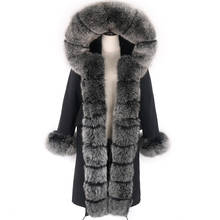 Real Fox Fur Coat Women X-Long Parka Waterproof New  Winter Jacket Big Natural Fur Collar Thick Warm Artificial Rabbit Fur Liner 2024 - buy cheap