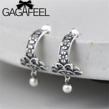 GAGAFEEL Vintage Flower Earrings for Women S925 Sterling Silver Trendy Jewelry Ethnic Silver Bead Arc Earring Best Gift 2024 - buy cheap