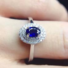 Классическое кольцо, кольцо с натуральным сапфиром, искусственное серебро, простое и изящное, Женское кольцо 2024 - купить недорого
