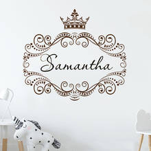 Custom name, crown wall sticker bedroom door decoration girl princess crown vinyl wall decal wall decoration 2024 - buy cheap