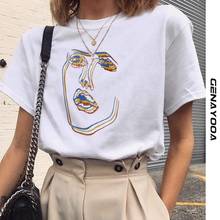 Genayooa Summer T Shirt Women Casual Loose Graphic Tees Women Short Sleeve White Tee Shirt Femme Streetwear y2k Tops 2021 Korean 2024 - buy cheap