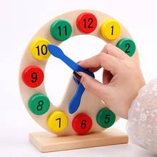 Reloj de madera Montessori para niños, juguete de hora cognitivo, coloridos, ayuda didáctica para preescolar temprana 2024 - compra barato