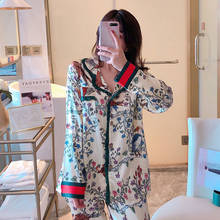 Long Sleeve Women's Pajamas Set Satin Silk Floral Sleepwear Pjs Plus Size Summer Spring Fashion Homewear Loungewear 2021 2024 - buy cheap