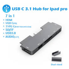 Hub usb 3.0 carregamento pd para ipad pro macbook, usb adaptador tipo-c para celular com entrada de dados e fone de ouvido 2024 - compre barato