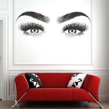 Fashion Vinyl Eyelashes Beauty Salon Wall Sticker Removeable Grooming Salon Decoration Mural Lash & Brows Large Eyes Decal Y142 2024 - buy cheap