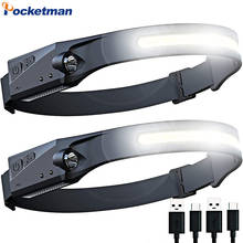 Powerful Motion Sensor COB LED Headlamps USB Rechargeable Headlight Built-in Battery Head Lamp Waterproof Head Light 2024 - buy cheap