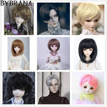 Bybrana peruca 1/3 1/4 sd bjd, perucas de cabelo nas cores preta, rosa, dourada e marrom com franja e cabelo de boneca 2024 - compre barato