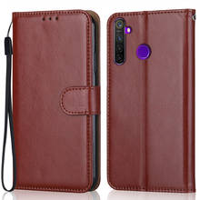 Luxury Leather Case for On Realme 5 Pro Wallet Stand Flip Case Phone Bag with Strap 2024 - buy cheap