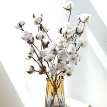 Naturally Dried Cotton Flowers Branch 4-21 Head Cotton Bouquet White Floral Decorative Plants for Wedding Party Decoration Home 2024 - buy cheap