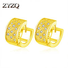 ZYZQ Classic Anniversary Gift Earrings For Women Golden Color Silver Plated Women Accessories Wholesale Lots&Bulk Hot Selling 2024 - buy cheap