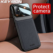 Keysion capa anti-choque da moda para samsung, para a51 a71 5g, espelho de couro, vidro temperado, capa traseira para galaxy a71 a51 4g 2024 - compre barato