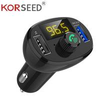 Автомобильный комплект с Bluetooth KORSEED QC 3,0, быстрое зарядное устройство с двумя USB-портами, FM-передатчик, модулятор, аудио, музыка, mp3-плеер, Handsfree Carkit 2024 - купить недорого