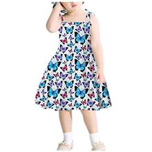 25# Baby Girls Dress 7 Year Old Girl Sleeveless Suspended Flower Print Princess Swing Summer Dress Children's Dresses Платья 2024 - buy cheap