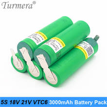 Turmera battery 5s 18v 21v 18650 vtc6 3000mah battery soldering battery for vacuum cleaner and screwdriver battery customized 2024 - buy cheap