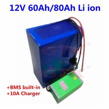 GTK 12V battery 12 V 60AH 80AH Lithium ion bateria for 12 Volt 3S Li ion akku pack withBMS 10A charger 2024 - buy cheap