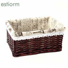 Wicker Storage Baskets Desktop Storage Box Supermarket Display Baskets Hand-Woven Rattan Storage Basket For Bathroom Living Room 2024 - buy cheap