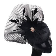 Элегантная женская модная свадебная шляпа-Вуалетка с цветами и перьями, Дамская Элегантная шляпка-Вуалетка, шляпка для вечерние и ужина 2024 - купить недорого