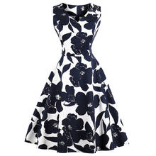 Vestido floral retrô de algodão, nova roupa feminina de verão, decote v sexy, preto e branco, vestidos vintage de tamanho grande, vd0700, novo, 2021 2024 - compre barato