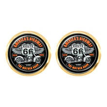 Fashion Motorcycles Pattern Earrings US Flag Route 66 Design 12mm Glass Cabochon Stud Earrings  Jewelry For Women Girls Gift 2024 - buy cheap